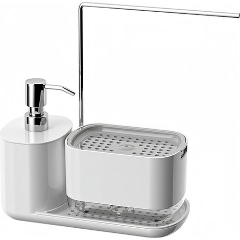 Distributeur de savon avec porte Éponge Blanc (1/4)