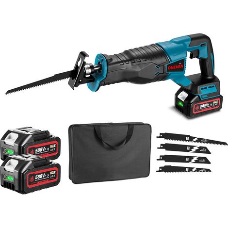 Seghe a gattuccio elettrica da 800 W con 4 lame e borsa in tessuto per legno e metallo - con 2 batterie e 1 caricabatterie
