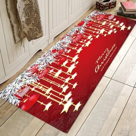 Tapis de Noël, paillasson Joyeux Noël, 60 x 180 cm pour la décoration du salon, format A4 (1/5)