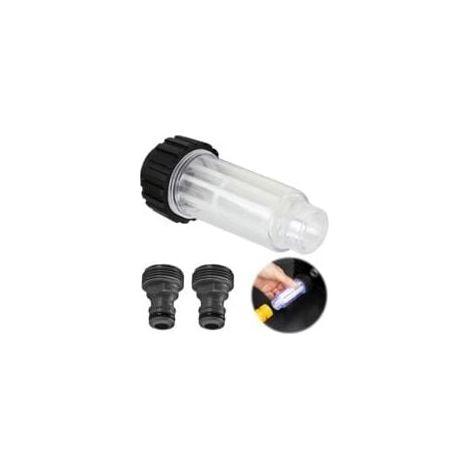 Water filter for pressure washers, 3/4-inch connection, with two push-in fittings. Anti-sand filter for water pump, compatible with Kärcher K2-K7, for garden pumps. MUMU (1/4)