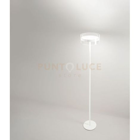 Piantana in metallo colore bianco diffusore in vetro a LED 20W 1600LM - 3000K biemissione dimmerabile