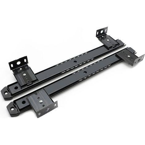 Guide con cuscinetti a sfera per piattaforma/ripiano sotto scrivania o cassetto per tastiera, kit di guide per tastiera regolabili in altezza, acciaio, zincato nero, confezione da 2