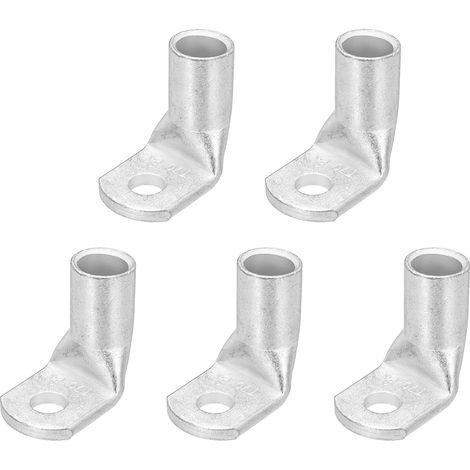 4/0AWG - 5/16" Cosses De Câble En Cuivre, Embouts De Câble De Batterie À 90 Degrés, Cosses De Batterie, Bornes À Oeil, Connecteurs, Rondelles En Cuivre Nu (Argent, 5Pcs) (1/5)