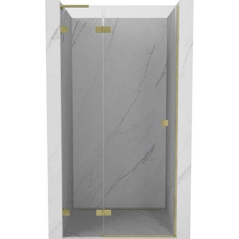 Mexen Lunar L porta doccia battente sinistra 100 cm, trasparente, oro spazzolato - 834L-100-000-55-00-L (1/5)