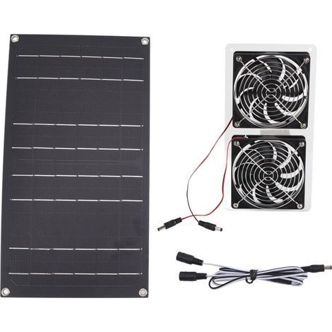 Kit ventilateur à panneau solaire 100W – Étanche IP67 – Faible bruit 34dB – Pour serres et petits poulaillers – Matériaux ABS et silicium monocristallin (1/5)