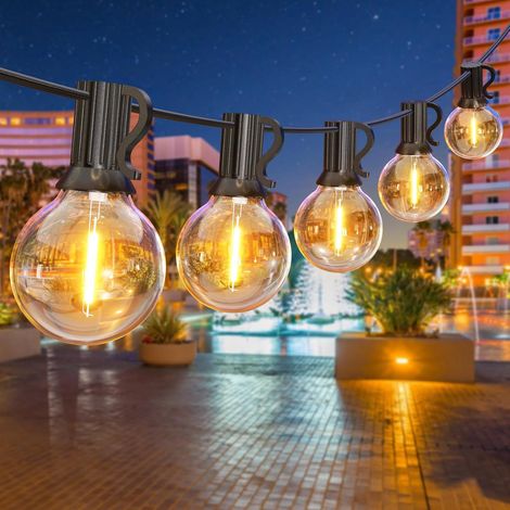 Guirlande Guinguette Extérieur G40, 18M/ 60FT Guirlande Lumineuse Exterieure avec E12 30+1 LED Ampoules IP45 Imperméable, Blanc Chaud Chaîne Lumiere Exterieur pour Patio Fête Mariage (1/5)