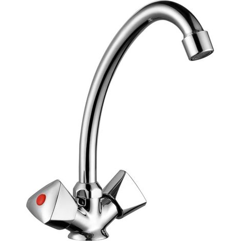 1 Mitigeur évier, bec mobile, laiton chromé, débit 13L/min, monotrou