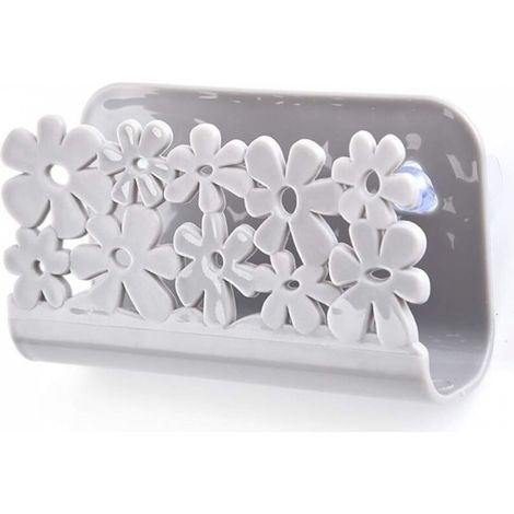 Porte-éponge à ventouse, support de rangement, chiffons adhésifs, éponge de cuisine, support à ventouse pour éponge à récurer, gris (1/5)