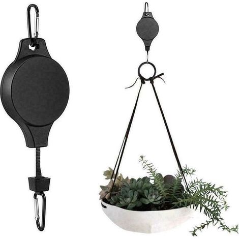 Crochets de jardin - Crochets - Crochets rétractables pour suspension de plantes - Crochets pour pots de fleurs - Crochets réglables - Noir (1/5)
