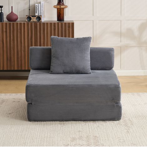 Fauteuil convertible 1 place en velours côtelé, pliable (1/5)