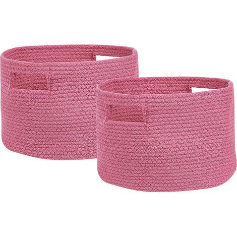 Conjunto de 2 cestas de algodón rosa 20 cm trenzado accesorio Chiniot