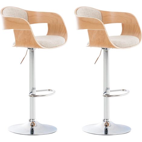 Lot de 2 tabourets de bar design scandinave en tissu crème et structure en bois clair 100004255 (1/5)