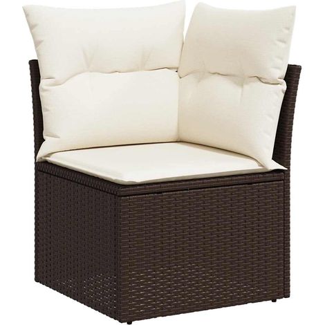 Canapé d'angle de jardin,Canapé d'extérieur,Sofa de jardin avec coussins marron résine tressée CFW886760 (1/5)
