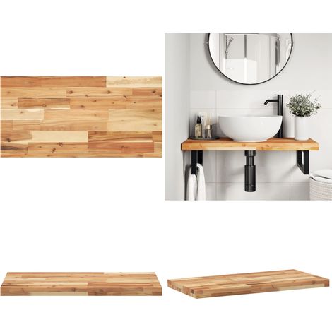 Dessus de meuble de salle de bain finition à l'huile 100x40x4cm - Comptoir en bois - Bois d'acacia (1/5)
