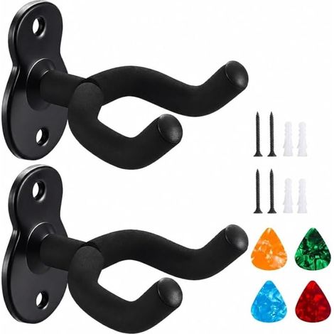 Lot de 2 + 4 crochets Crochets métalliques pour guitare Support pour guitare classique et électrique Accessoires pour ukulélé et violon (1/4)