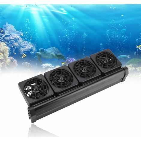 RHG Aquarium Aquarium Fan Systeme De Refroidissement Ventilateur Refroidisseurs Pour Aquarium D'Eau Douce Sel Fish Tank Controle De La Temperature De Refroidissement, Noir, Ventilateur 4 Tetes (1/4)