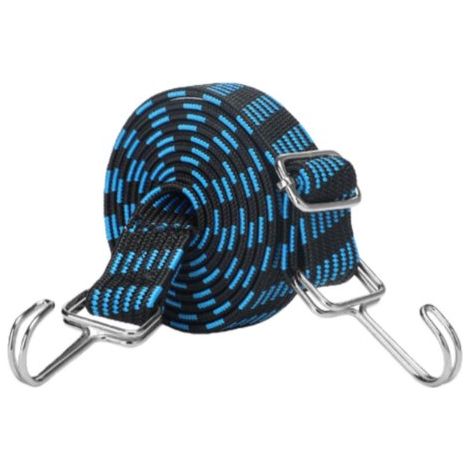 Cuerda elástica, cuerda elástica ajustable, cuerda elástica con gancho, cuerda elástica plana, coches, camping, etc, color azul, 4 metros (1/5)