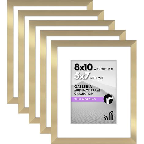 Lot de cadres photo dorés de 20,3 x 25,4 cm – Utilisation comme cadre photo de 12,7 x 17,8 cm avec passe-partout ou cadre de 20,3 x 25,4 cm sans passe-partout – Cadre photo avec plexiglas (1/5)
