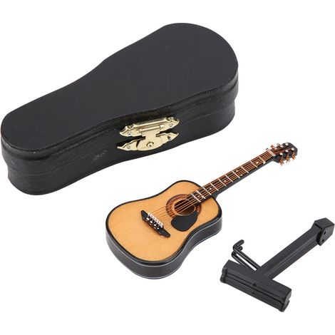 Miniature en bois de guitare modèle réduit décoration artisanale 10cm ornement pour intérieur (1/5)