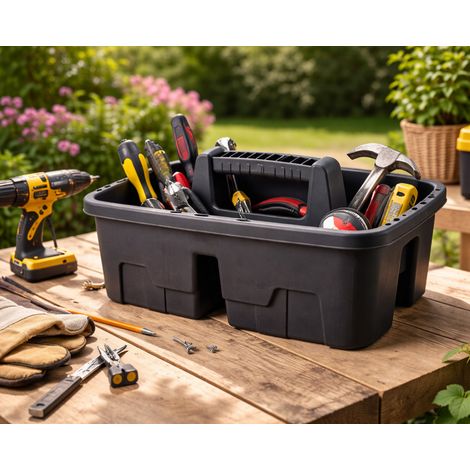Werkzeugkiste Aufbewahrungskasten 33x21x16cm Schwarz-029000510 (1/4)