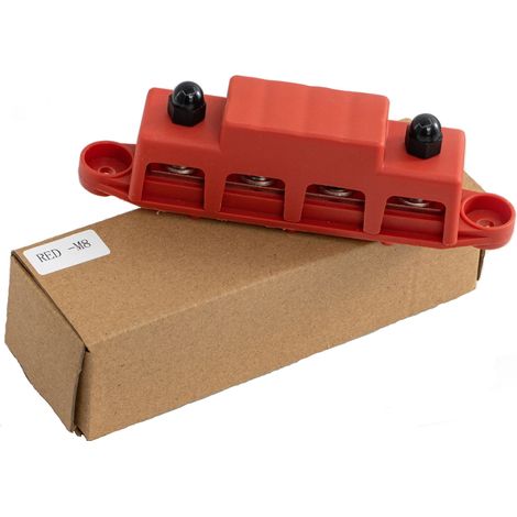 RV busbar M8 M10 high current wiring studs, red and black 4 studs, power distribution block, busbar, marine accessories - M8 studs - red - (1/4)
