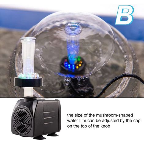 Pompe à Eau Submersible pour Fontaine de Jardin avec Éclairage LED Effet Jet d'Eau Ajustable pour Bassin Aquarium et Décoration Extérieure
