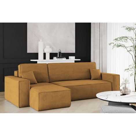 Ecksofa mit schlaffunktion und bettkasten, Eckcouch BEST stoff Poso Dicker Cord (1/5)