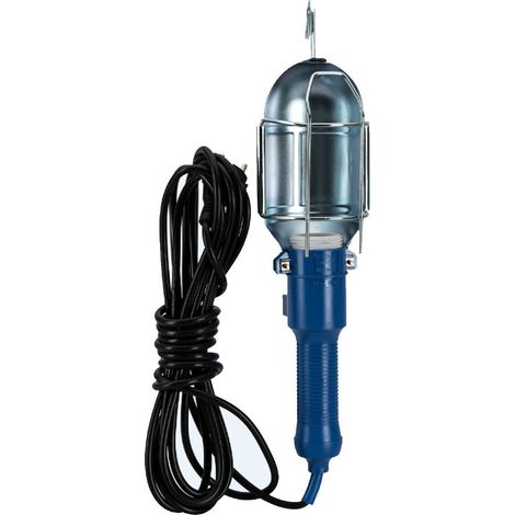 Lampe Baladeuse d'Atelier Embase métallique pour ampoule E27 cable 5 mètres - crochet acier ASLO