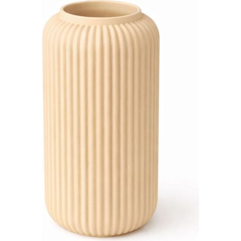 Vase cannelé slim beige, japandi minimaliste moderne (1/3)
