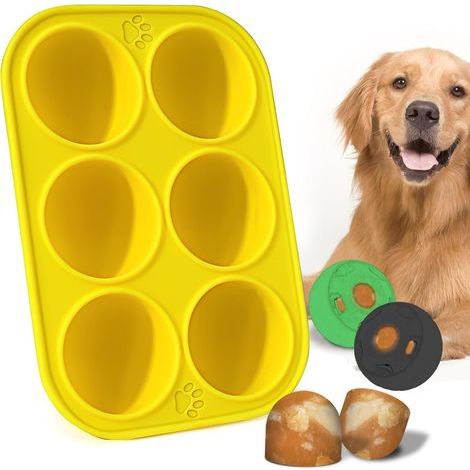 Set of 2 silicone treat molds with 6 cavities for large dogs – Reusable for preparing puppies' favorite frozen treats (1/5)
