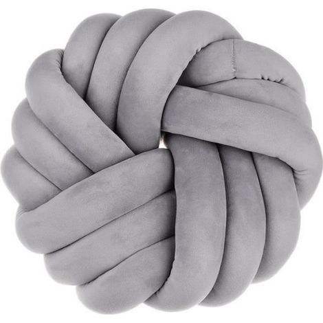 Coussin - - Round - 35x35cm - Gris - Design Tressé Doux Respirant (1/4)