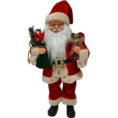 Babbo natale rosso con barba e cappello grande cm 45 con carilon e movimento della testa bello e rifinito (1/4)