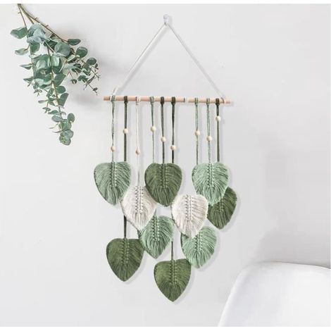 Tenture Murale,Deco Murale Tenture,Gland Fait Main Feuille Tapisserie Pour le Salon, La Chambre, Le Mariage, yd (1/4)