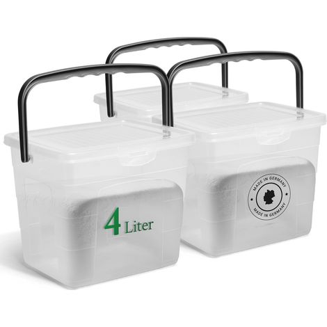 Novaliv 3X Boîte à lessive avec couvercle 4 litres I Transparent I 23,5 x 18 x 18,5 cm I Boîte de rangement pour lessive en poudre avec poignée