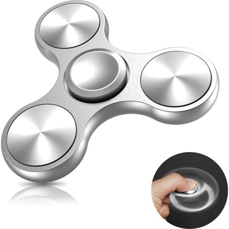 Hand Spinner EDC Jouet Fidget Toys Roulement en Métal et Acier Inoxydable Haute Vitesse de 3-5 Min Fidget Jouet Finger Toy Anti Stress Fidget Spinner pour Adultes Enfants Argent (1/5)
