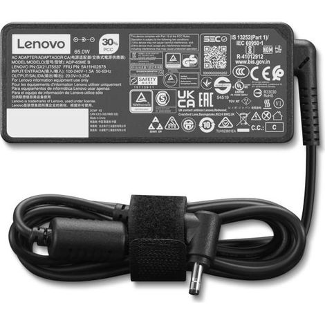 Lenovo 4X21K07722 Adaptador de corriente estándar de 65 W para portátiles Negro (1/3)
