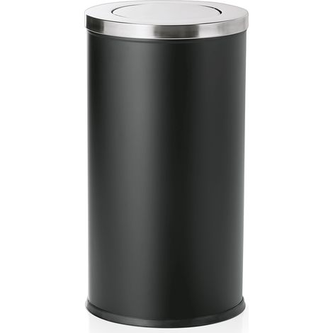 Poubelle en Acier au nickel-chrome 80 L noir H 710 mm Ø 370 mm - Was Germany