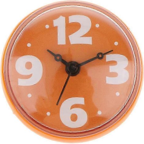 Horloge murale de salle de bain à ventouse en silicone, résistante à l'eau, rouge-Orange