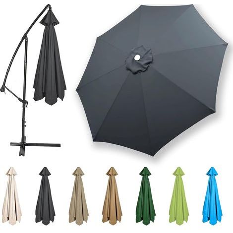 Auvent De Remplacement pour Parasol Toile De Parasol Déporté Remplacement Pour Cour,Jardin,Plage, Protection UV 50+,Gris (1/5)