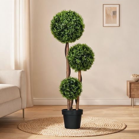 Buis artificiel vert 110 cm plante en polyéthylène résistant (1/5)
