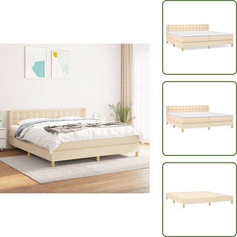 The Living Store Boxspringbett mit Matratze Creme 160x200 cm Stoff - Matratze (1/5)