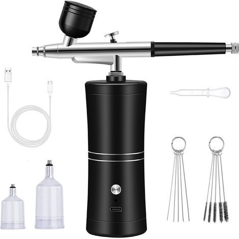 Cordless airbrush kit, rechargeable airbrush, portable airbrush, suitable for model making accessories (black) (1/5)