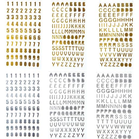 6 Pièces Autocollants Décoratifs Dorés à Lettres et Chiffres (1/5)