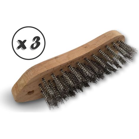 Brosse à main métallique Type violon Différents matériaux - Lot de 3 - Inox ondulé