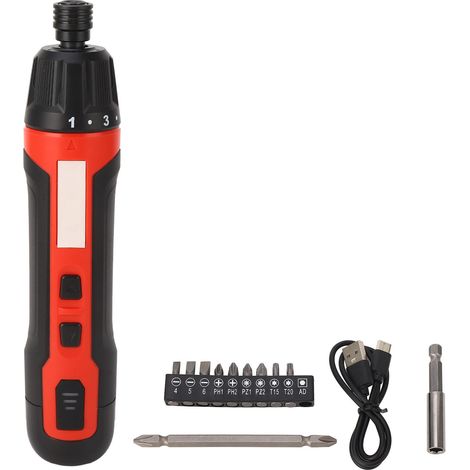 Tournevis électrique sans fil 360 tr/min 6 vitesses couple réglable avant-arrière tête rotative mini visseuse rechargeable (1/5)
