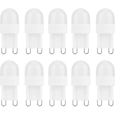 Lot de 10 ampoules LED à intensité variable, G9 150 lm 1,5 W, 2 LED, lumière chaude, protection des yeux, équivalent à 30 W halogène, pour lustre ou applique murale. (1/5)