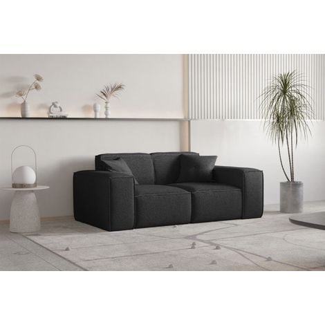Sofa Designersofa CELES PREMIUM 2-Sitzer in Stoff Ascot Bukla Schwarz (1/3)