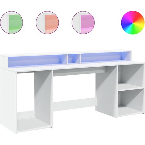 Maison Exclusive - LED-Schreibtisch Weiß 200x55x91 cm Holzwerksto
