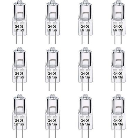 12er-Pack G4 12V 10W Halogenlampen, dimmbar, warmweiß (2700K), 140lm, Niedervolt-G4-Halogenlampe, klare Kapsel, für Kronleuchter, Schränke und Deckenleuchten (1/5)