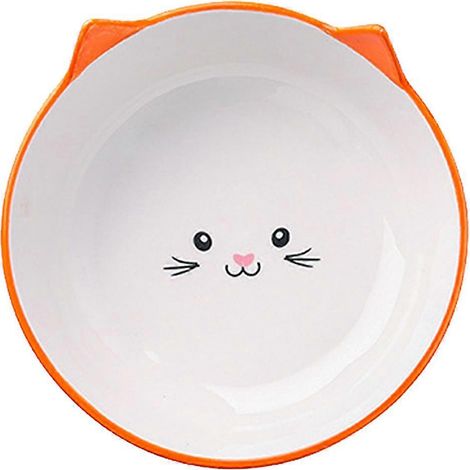 Gamelle en céramique pour chat, large et haute, compatible lave-vaisselle, idéale pour les chats - Orange (1/5)